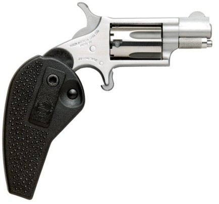 Small silver revolver with black grip