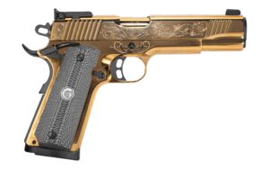 Ornate gold-plated engraved semi-automatic pistol