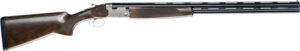 Side view of double-barrel shotgun on white