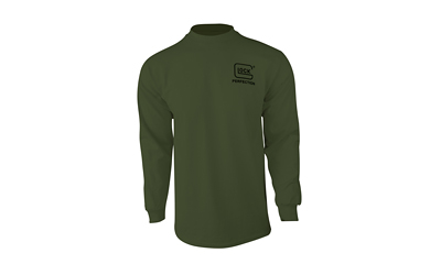 Olive green long-sleeve shirt back view