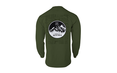 Green long-sleeve shirt with Austria mountain graphic