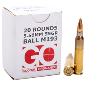 Ordnance .223 Rem/5.56 NATO 55GR FMJ 20/ct