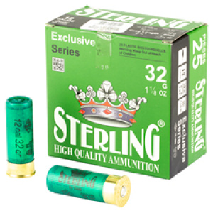 Sterling 32-gauge ammunition box with cartridges.