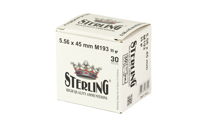 Box of Sterling 5.56mm ammunition