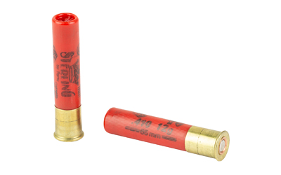 Two red shotgun shells isolated on white background.