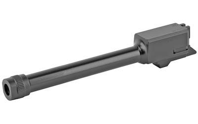 Precision firearm barrel with threaded muzzle end.