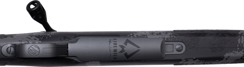 Close-up of camouflaged bolt-action rifle receiver