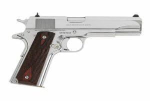 Colt 1911 Gov't Handgun .38 Super 9rd Magazine 5" Barrel Polished Stainless with Wood Grips