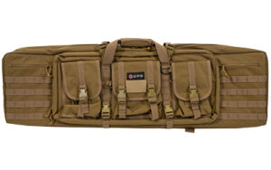 Tan tactical rifle bag with multiple pockets