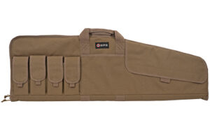 Tan tactical rifle case with magazine pouches