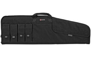 Black soft rifle case with exterior pockets
