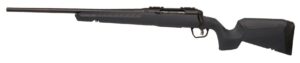 Black bolt-action rifle, side view.