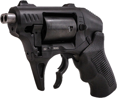 Black Magnum revolver with ergonomic grip
