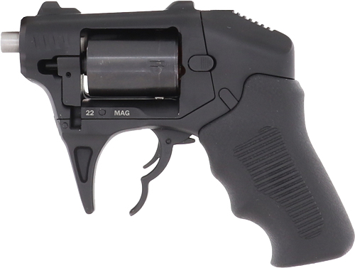 Black compact revolver, side view