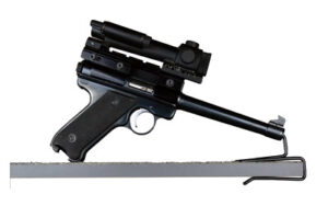 Scoped target pistol with long barrel and brace