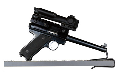 Scoped target pistol with long barrel and brace