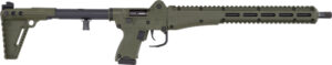 Olive green tactical shotgun with adjustable stock