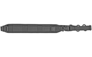 Black tactical rifle sling with padded shoulder strap