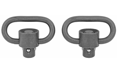 Pair of metal swivels for firearms accessories.