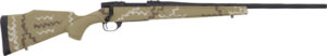 Desert camouflage bolt-action rifle with long barrel