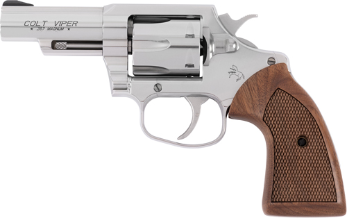 Colt Viper stainless steel revolver with wooden grip