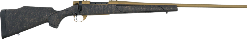 Black and brass muzzleloader rifle on white background