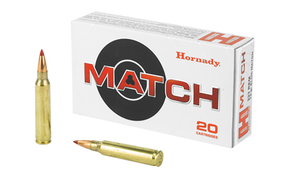 Box of Hornady Match rifle cartridges.