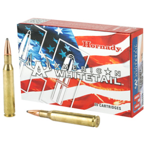 Hornady American Whitetail ammunition box and cartridges.