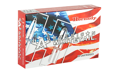 Hornady American Whitetail ammunition box with cartridges.