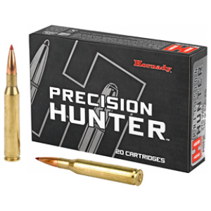 Hornady Precision Hunter rifle ammunition box and cartridges