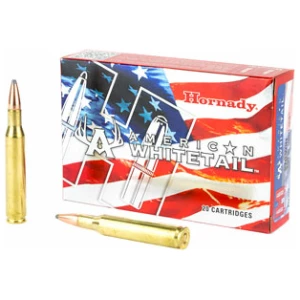 Hornady American Whitetail ammunition box and bullets.