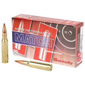 Hornady Superformance Match ammunition box and cartridges