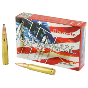 Hornady American Whitetail ammunition box and cartridges.