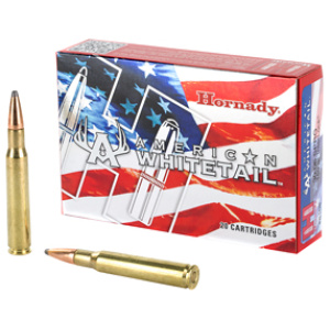 Hornady American Whitetail ammunition box and cartridges.
