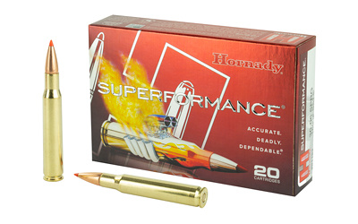 Hornady Superformance rifle ammunition box and cartridges