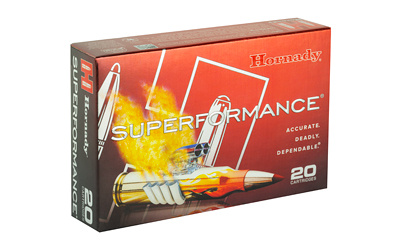 Hornady Superformance ammunition box with bullet graphic