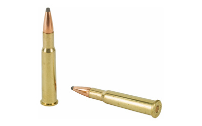 Two rifle cartridges on white background