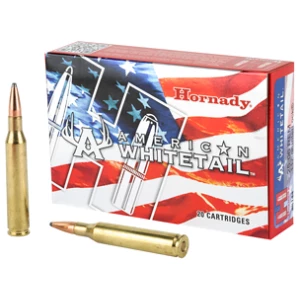 Hornady American Whitetail ammunition box and cartridges.