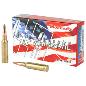 Hornady American Whitetail rifle ammunition box and cartridges