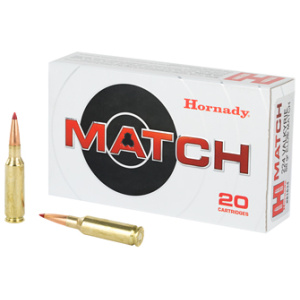 Hornady Match ammunition box and cartridges