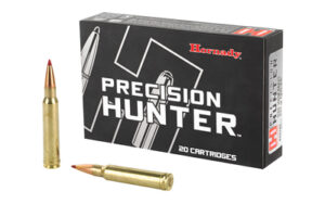 Hornady Precision Hunter rifle ammunition box and cartridges