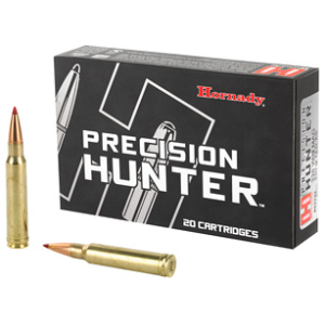 Hornady Precision Hunter rifle ammunition box and cartridges