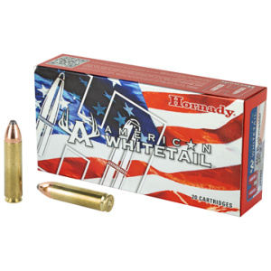 Hornady American Whitetail ammunition box with bullets