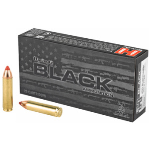 Hornady Black ammunition box with two cartridges