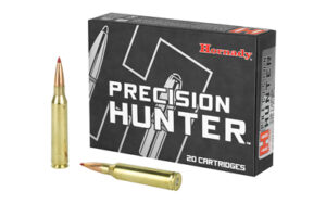 Hornady Precision Hunter ammunition box with rifle cartridges