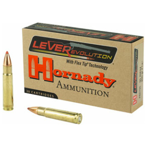 Hornady LeverEvolution ammunition box and rifle cartridges