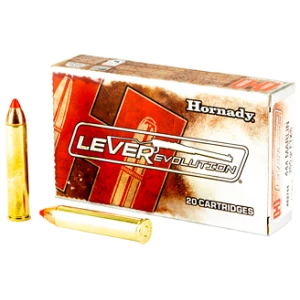 Hornady LeverEvolution ammunition box with rifle cartridges