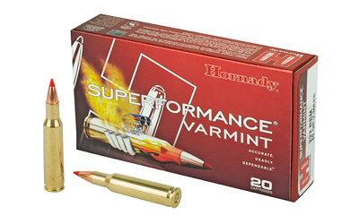 Hornady Superformance Varmint ammunition box and cartridges.