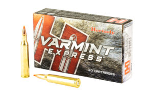 Hornady Varmint Express ammunition box and cartridges
