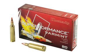 Hornady Superformance Varmint ammunition box and cartridges
